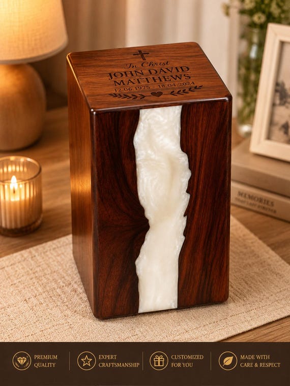 Personalized Wooden Pet Urn, Dog Cat Memorial Keepsake Box (Engraved)