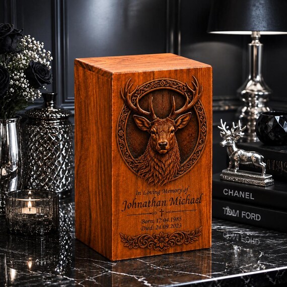 Personalized Wooden Pet Urn, Dog Cat Memorial Keepsake Box (Engraved)