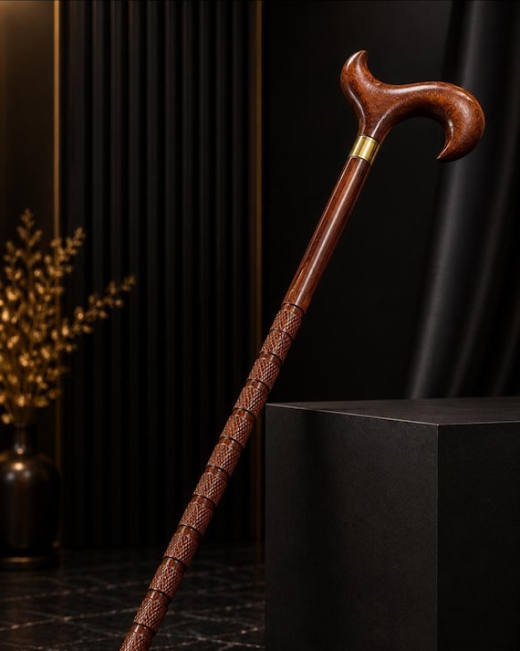 Handmade Wooden Walking Stick | Elegant Classic Design, Durable Support