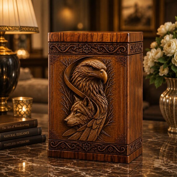 Personalized Wooden Pet Urn, Dog Cat Memorial Keepsake Box (Engraved)