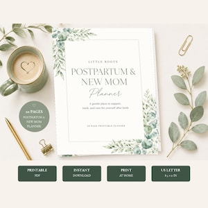 Postpartum New Mom Planner | Self-Care Recovery Tracker (20 Page PDF)