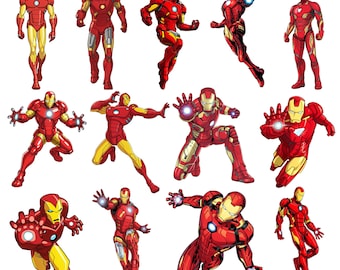 Iron Man PNG Bundle | Iron Man Clipart Designs | Superhero Birthday Designs | Kids Party Clipart | Digital Download