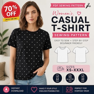 Easy Boxy T Shirt Women's Sewing Pattern | XS-XXXL | Instant Download | Easy Digital PDF | Short Sleeves