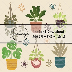 Boho Plant Seamless Pattern: Botanical Digital Paper for Fabric, Wallpaper