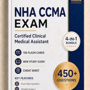 NHA CCMA Exam Study Kit 2026 | 450+ Practice Questions | New Study Guide | Cheat Sheet | 150 Flash Cards