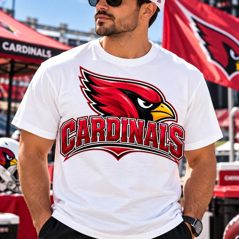 Yellow Can Red Lettering Arizona Football PNG, Mascot PNG, Cardinals Shirt Design Red, Football ...