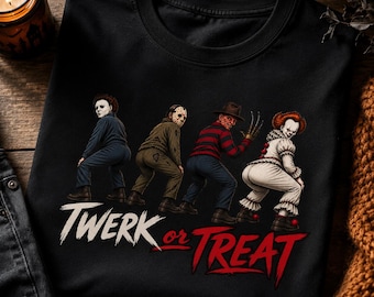 Funny Twerk or Treat PNG, Halloween Horror Characters PNG, Retro Halloween , Adult Halloween Shirt Design, Horror PNG, Halloween Shirt