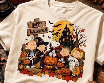 Snoopy Halloween PNG, Halloween Shirt Design, Peanuts Halloween PNG, Pumpkin Ghost Woodstock Charlie Brown Lucy, Digital Download PNG