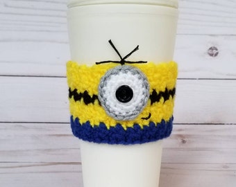 Crocheted Minion Inspired Coffee Cup Cozy