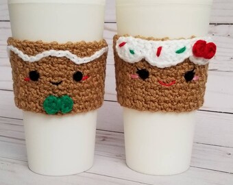 Crochet Gingerbread Boy and Gingerbread Girl Coffee Cup Cozies