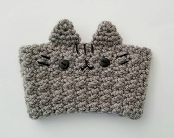 Tasse à café chat gris au crochet Cosy