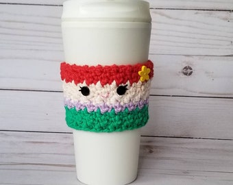 Crocheted Little Mermaid Ariel Coffee Cup Cozy