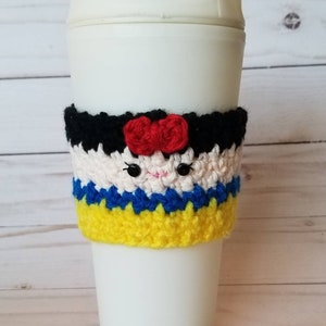 Crochet Snow White Coffee Cup Cozy image 1