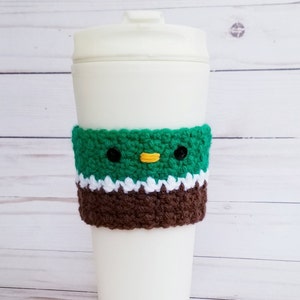 Crocheted Mallard Duck Coffee Cup Cozy, Duck Cozy, Duck Gift, Handmade cup cozy, Coffee cup sleeve, Reusable Cup Cozy, Cute, Kawaii, Bird