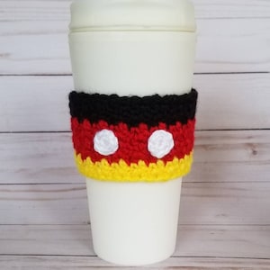 Mickey Mouse Inspired Crochet Coffee Cozy