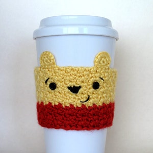 Crocheted Winnie the Pooh Coffee Cup Cozy image 1