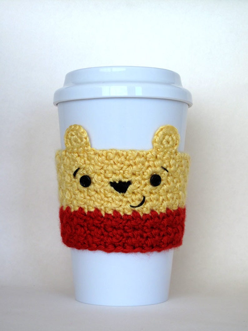 Crocheted Winnie the Pooh Coffee Cup Cozy image 1