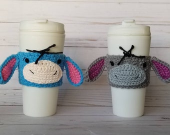 Crochet Eeyore Coffee Cup Cozy