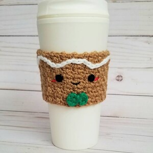 Crochet Gingerbread Boy and Gingerbread Girl Coffee Cup Cozies Gingerbread Boy