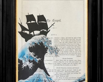 The Tempest Print, Shakespeare Quote, Vintage Book Page Art (7x10)