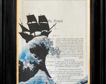 William Shakespeare Play "The Tempest"-Printed on Vintage 7x10 Vintage Shakespeare book page,Shakespeare Quotes, Shakespeare Book Prints