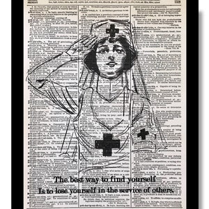 Nurse Prints, Nurse, Nursing Gifts, Nurses Quotes, Nursing Wall Art,Nurse Vintage, Vintage Dictionary Book Art, Vintage Nurse Gift,  8x10,