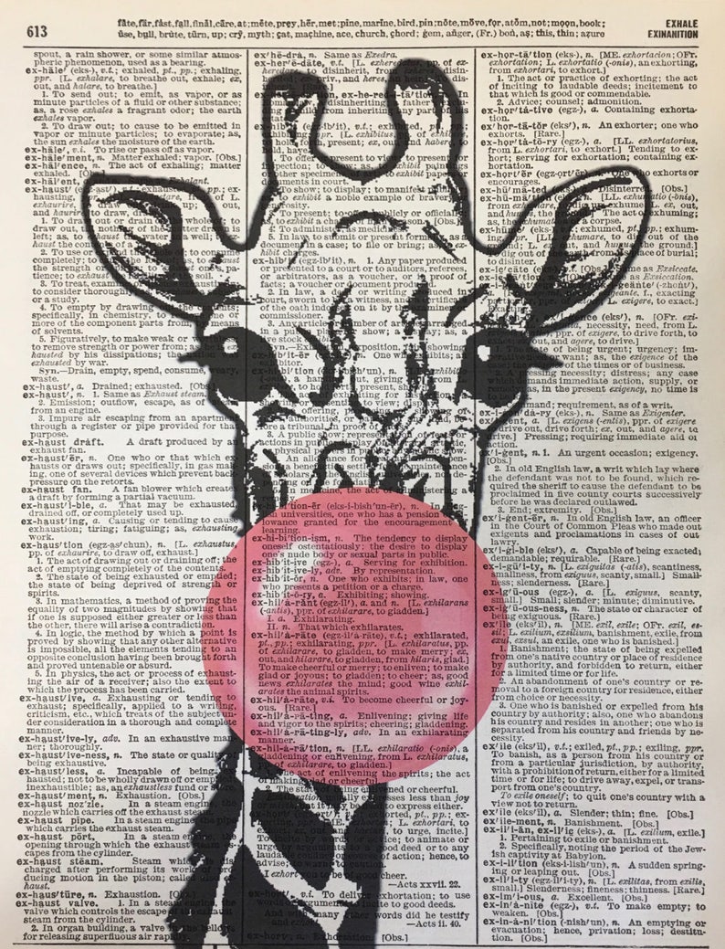 Giraffe Prints, Giraffe Humor, Giraffe Bubblegum, Pink Bubblegum Art, Giraffe Wall Prints, Pink Black Decor, Dictionary Art, 8x10 Wall Print image 3