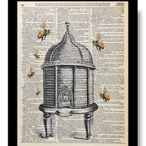 Bees, Vintage Bee Print, Vintage Art, Dictionary Art, Dictionary Prints, Bee Artwork, Honey Bee Pictures, Bee Pictures, Print of Bees