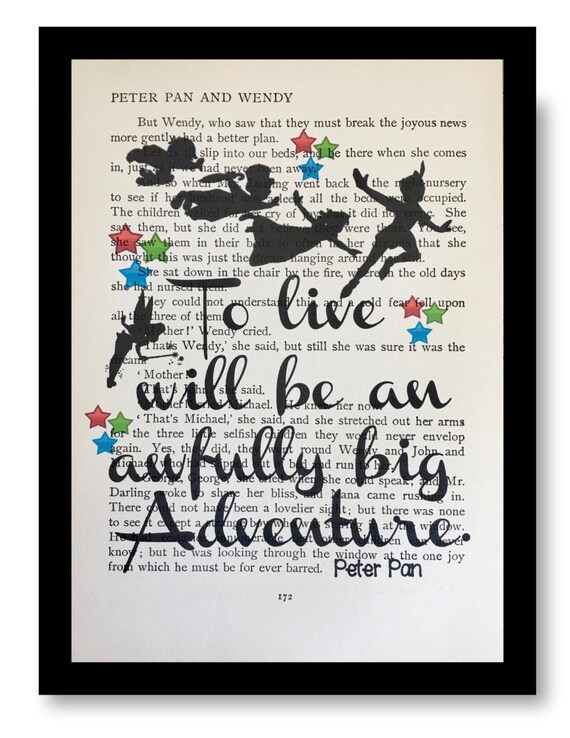 Wendy Peter Pan Book Page Neverland Art Peter pan pillow | Etsy