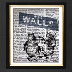 Wall Street-&quot;The Dance&quot;  Wall Street Gift, Bear Bull Market, Stock Market, Wall Street Broker Gifts, Traders Gifts, Wall Street Humor