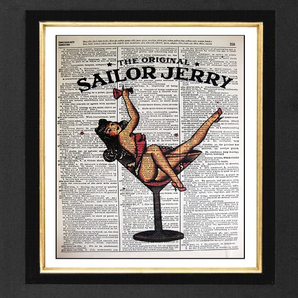 Sailor Jerry "Sailor Beware"-Sailor Jerry Rum Bar Decor,Size 8x10 - A4, Vintage Dictionary page, Dictionary art,Dictionary print, Bar Decor