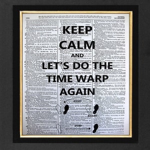 Let's Do the Time Warp Again Keep Calm Rocky Horror Picture Show Quote 8x10 Vintage Dictionary page, Dictionary art, Dictionary Print image 1