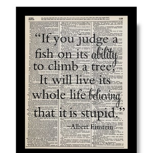 Albert Einstein Quote, If you Judge a fish, Einstein Quotes, If you Judge a fish on its Ability, Quote Prints, Print with Einstein Quotes, image 1