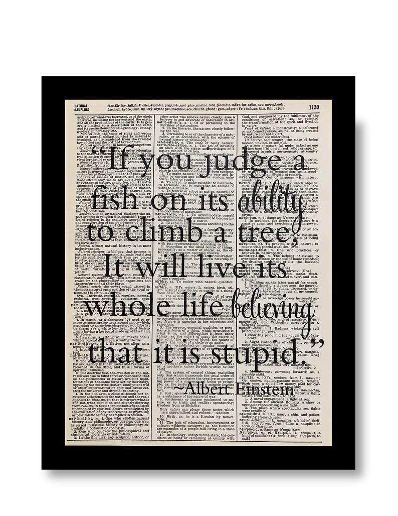 Albert Einstein Quote, If you Judge a fish, Einstein Quotes, If you Judge a fish on its Ability, Quote Prints, Print with Einstein Quotes, image 1