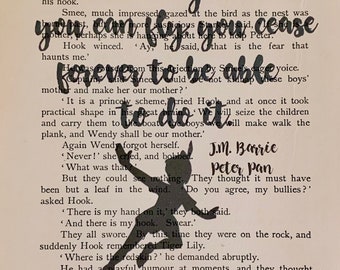 Peter Pan & Wendy Book Page" The moment you doubt wheher you can fly," Vintage Peter Pan and Wendy Book Page,Tinkerbell Peter Pan Book Page