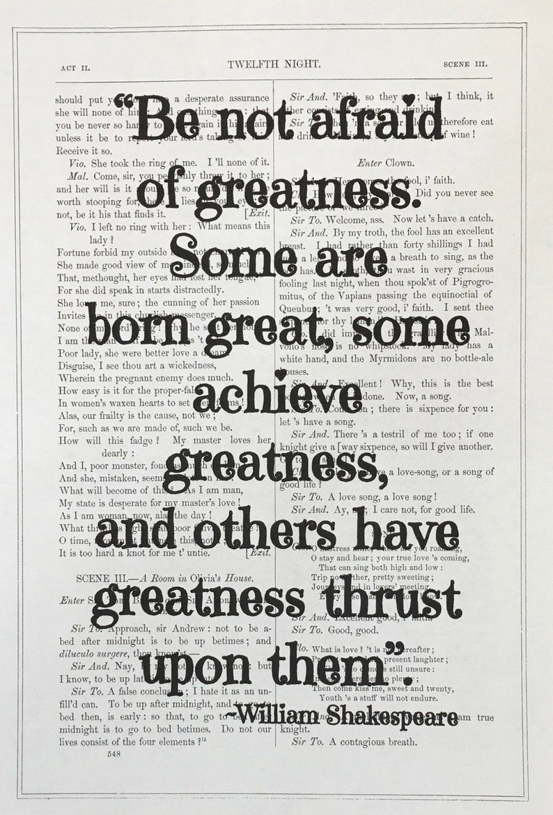 William Shakespeare Play Quote Prints Be Not Afraid Of | Etsy