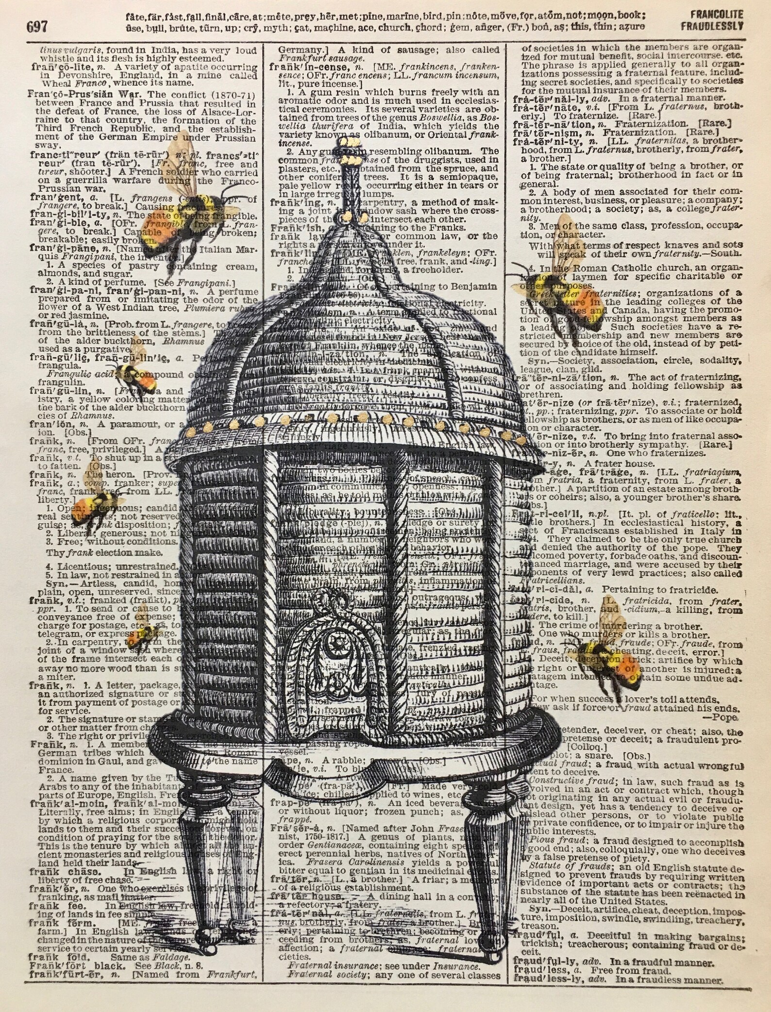 Bees Vintage Bee Print Vintage Art Dictionary Art Etsy