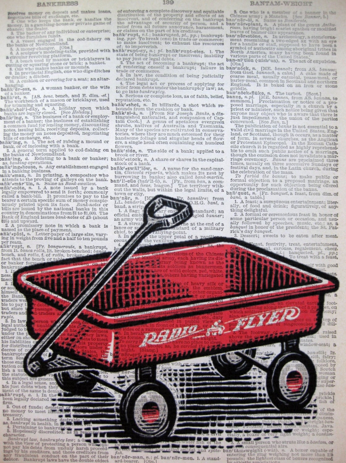 Radio Flyer Wagon Art Print: Vintage Dictionary Page Children's