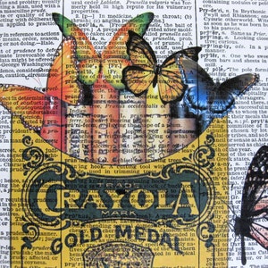 Crayola Crayon & Butterflies, Color Outside The Lines Quotes, 8x10 Dictionary Art, Butterfly Art, Butterflies Wall Art, Dictionary Page image 4