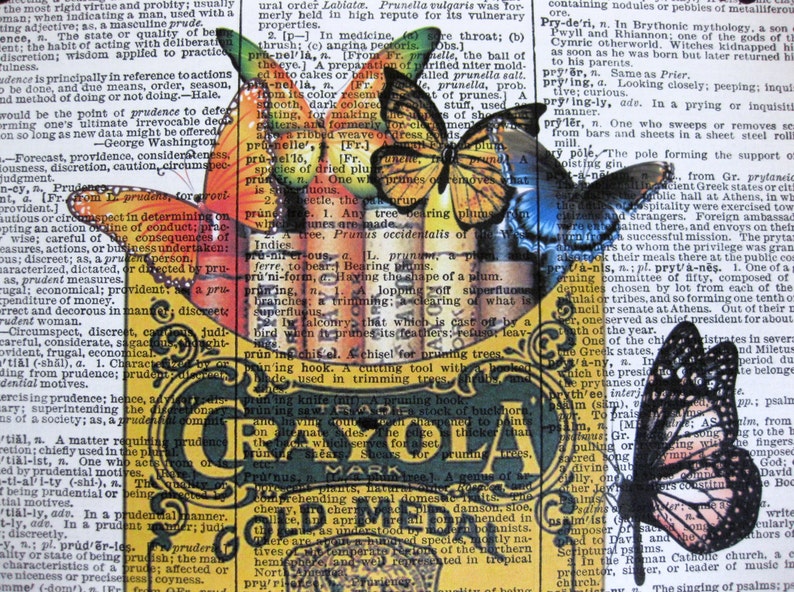 Crayola Crayon & Butterflies, Color Outside The Lines Quotes, 8x10 Dictionary Art, Butterfly Art, Butterflies Wall Art, Dictionary Page image 4