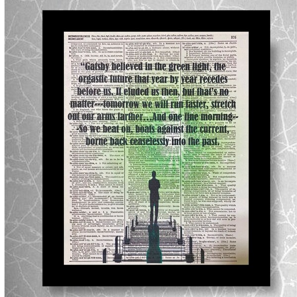 Gatsby, The Great Gatsby, Green Light , Daisy and Gatsby, The Green Light Daisy, Gatsby Daisy Dock, 8x10 Print, F. Scott Fitzgerald Book