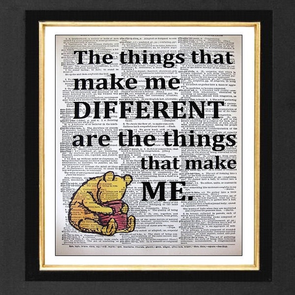 Winnie the Pooh Dictionary Art Print – Mixed Media 8x10 Vintage Page