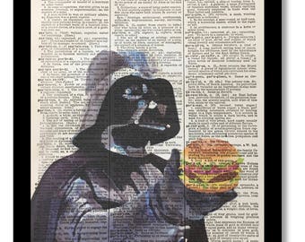 Darth Vader "Cheese Burger" POP Art, Vader Humor, Darth Vader Star Wars Humor Dictionary page, Dictionary art, Dictionary print