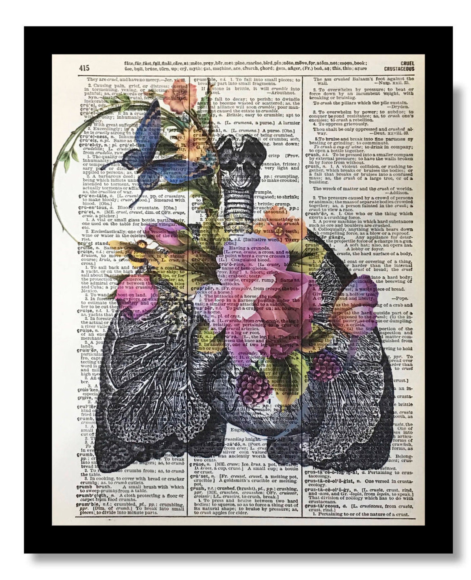 Lungs With Flowers Floral Lungs Flower Lungs Dictionary Etsy