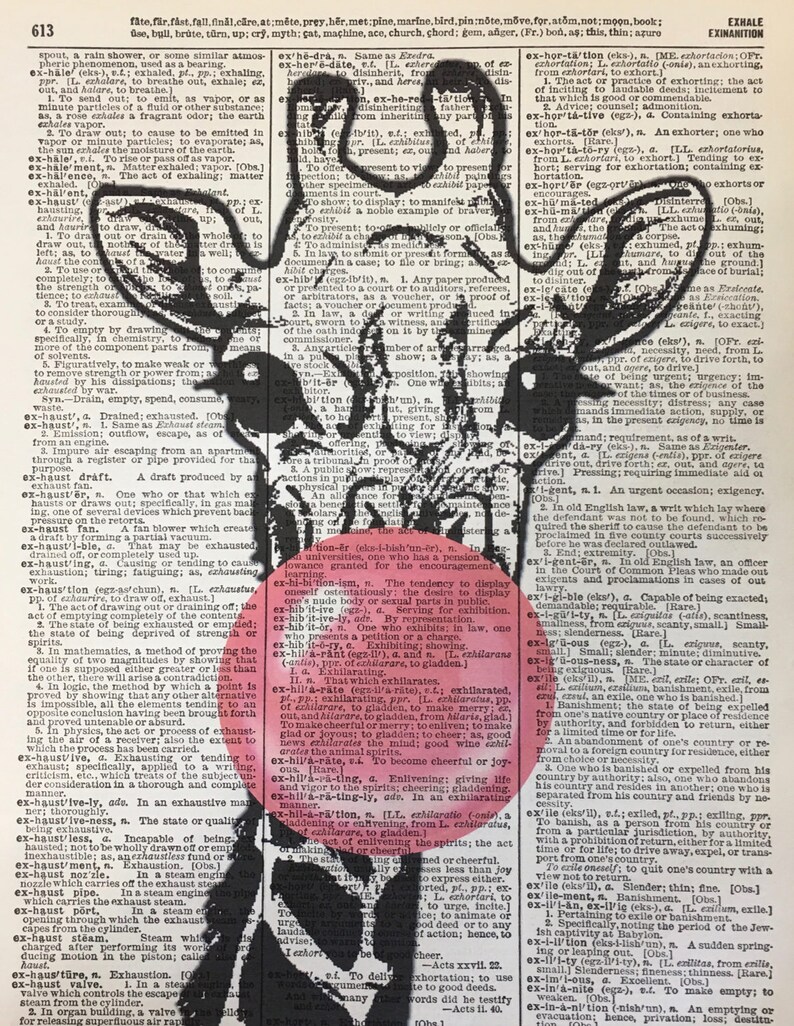 Giraffe Prints, Giraffe Humor, Giraffe Bubblegum, Pink Bubblegum Art, Giraffe Wall Prints, Pink Black Decor, Dictionary Art, 8x10 Wall Print image 2