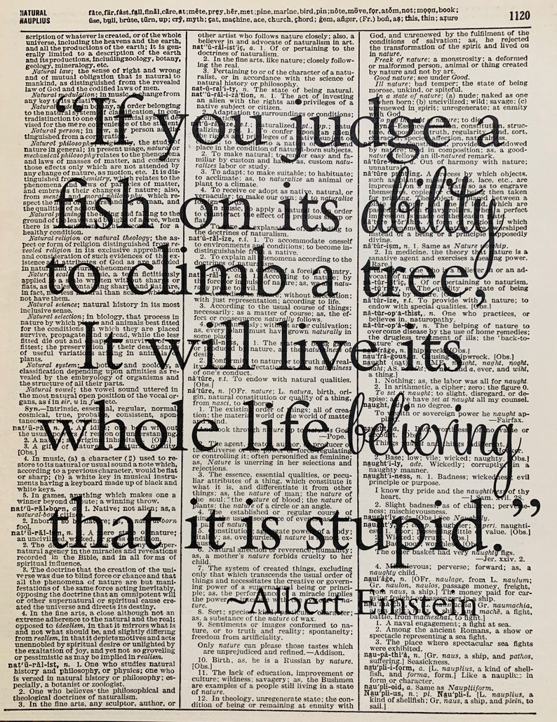 Albert Einstein Quote, If you Judge a fish, Einstein Quotes, If you Judge a fish on its Ability, Quote Prints, Print with Einstein Quotes, image 2