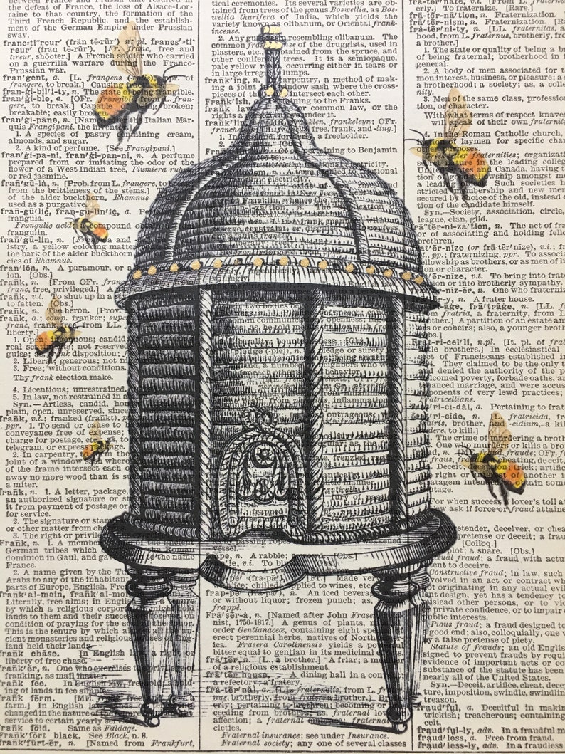 Bees Vintage Bee Print Vintage Art Dictionary Art | Etsy