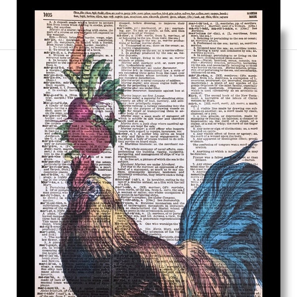 Chicken Soup Print, Chicken Humor, Rooster Humor, Chicken Lover Gift, Chicken Humor Print, Dictioanry Book Page, 8x10, Dictionary Page Print