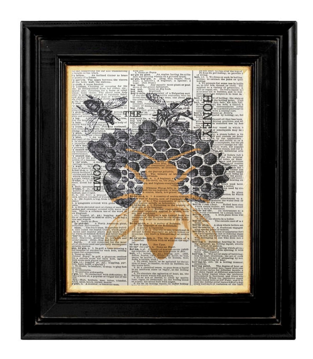Vintage Bee Hive, Queen Bee, Honey Bee Wall Print, Honey Bee, Mixed ...