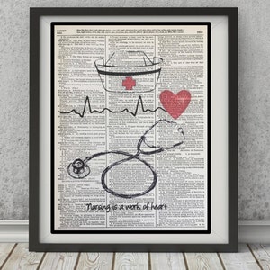 Nurse Vintage Dictionary Art Print, Medical Gift